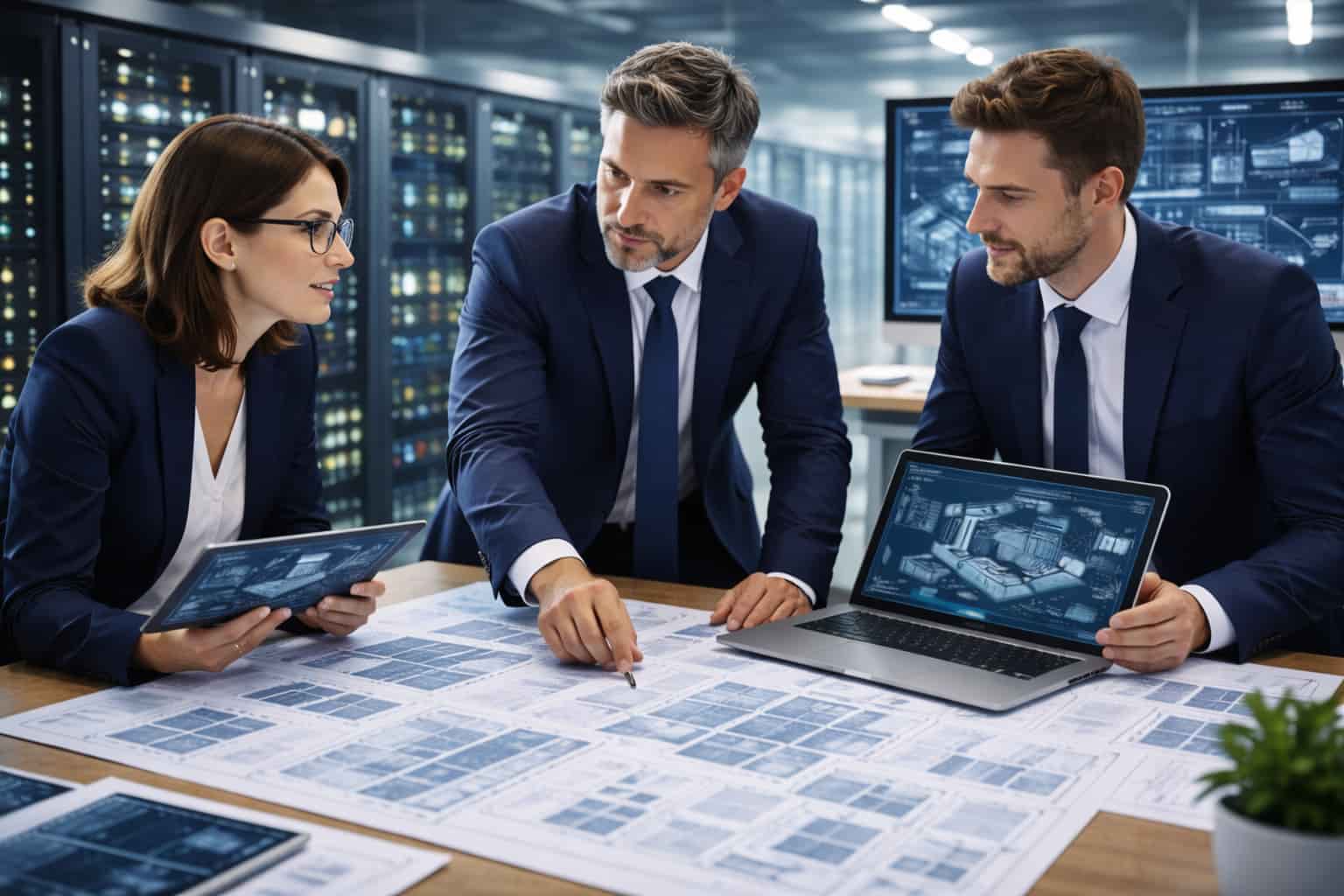 Études d’infrastructures IT en environnement data center pour entreprises Experts IT réalisant des études d’infrastructures informatiques d’entreprise au sein d’un data center