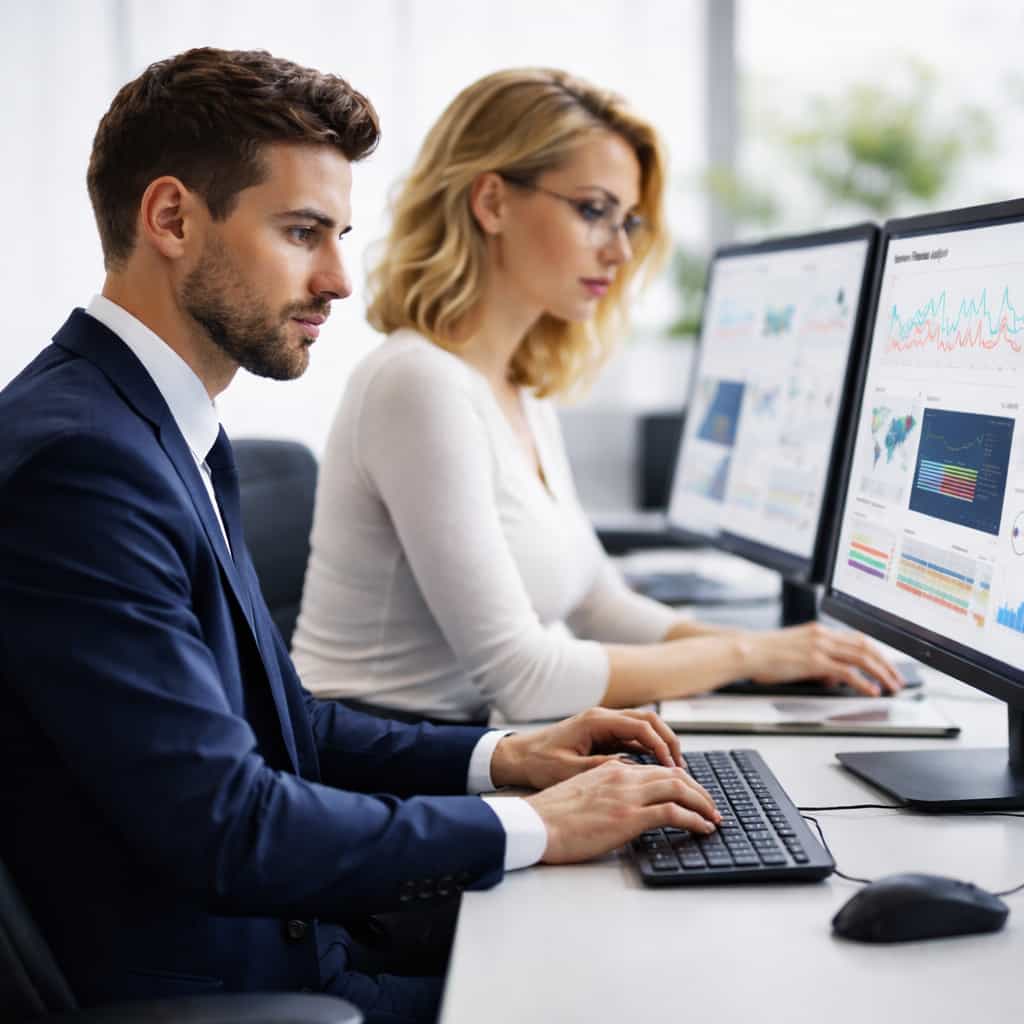 Ingénierie réseau entreprise avec équipes techniques analysant les flux et performances réseau